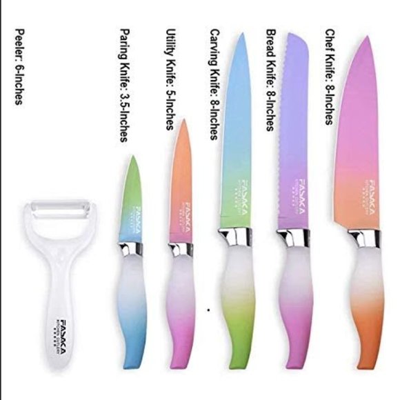 Multi-color - 7 Pcs Kitchen Knives Set w/ Stand - Picture 2 of 2